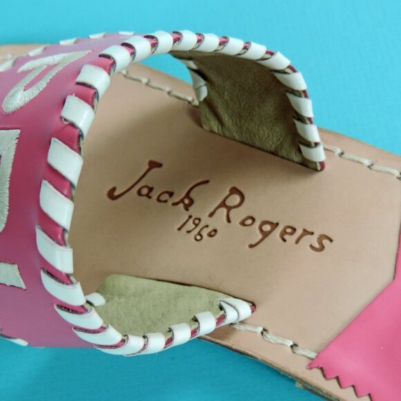 Jack Rogers Palm Beach Sandals Palm Beach Airport Code PBI Pink Size 7 NWOB - Picture 3 of 3